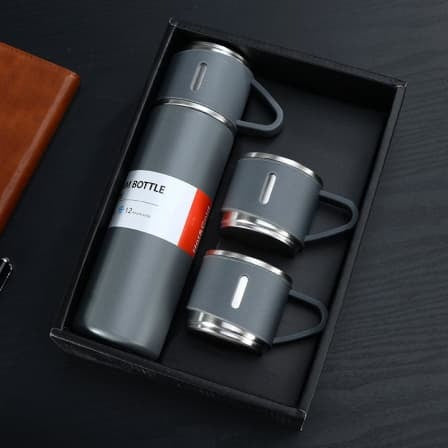 500ml Stainless Steel Insulated Hot and Cold Flask with Cup - Grey_0