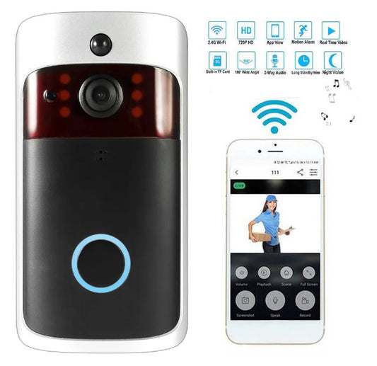 Smart Wireless WiFi Security DoorBell Remote Home Monitoring - Black_2